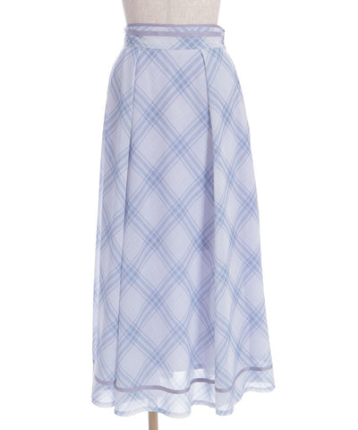 Sheer Plaid Flare Skirt