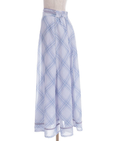 Sheer Plaid Flare Skirt