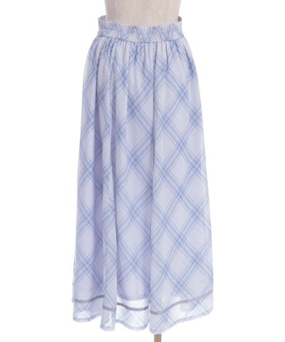 Sheer Plaid Flare Skirt