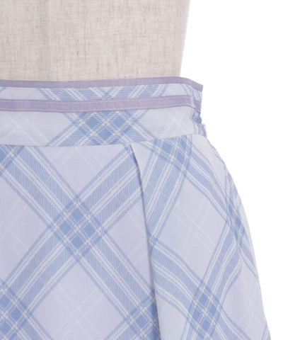 Sheer Plaid Flare Skirt