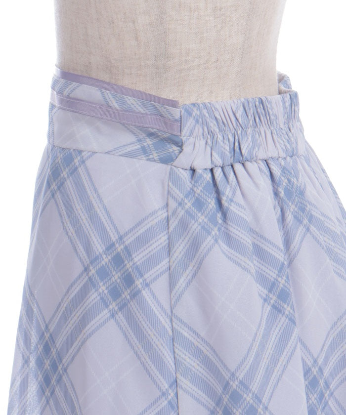 Sheer Plaid Flare Skirt