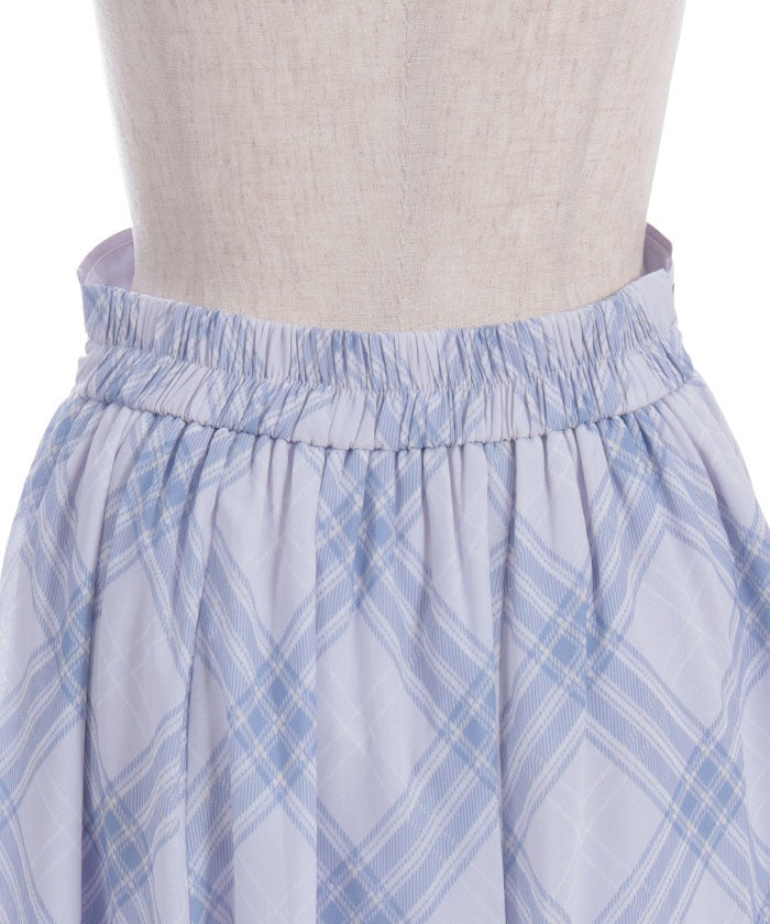 Sheer Plaid Flare Skirt