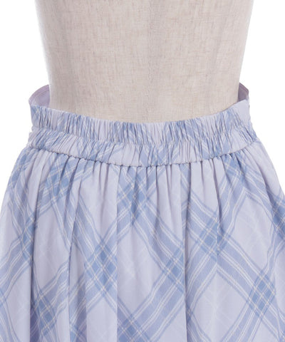 Sheer Plaid Flare Skirt