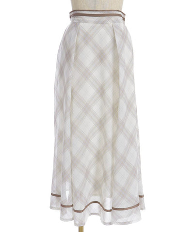 Sheer Plaid Flare Skirt