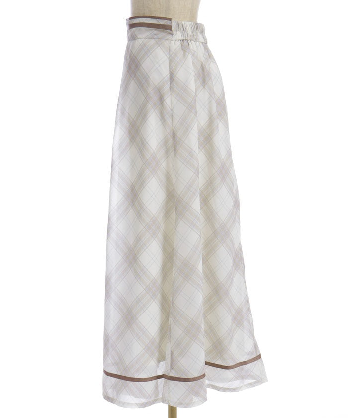 Sheer Plaid Flare Skirt