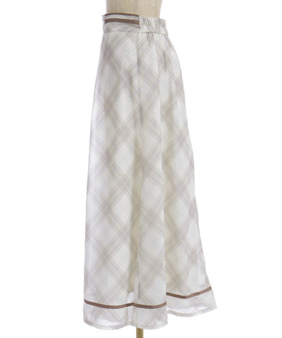 Sheer Plaid Flare Skirt