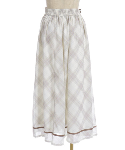 Sheer Plaid Flare Skirt