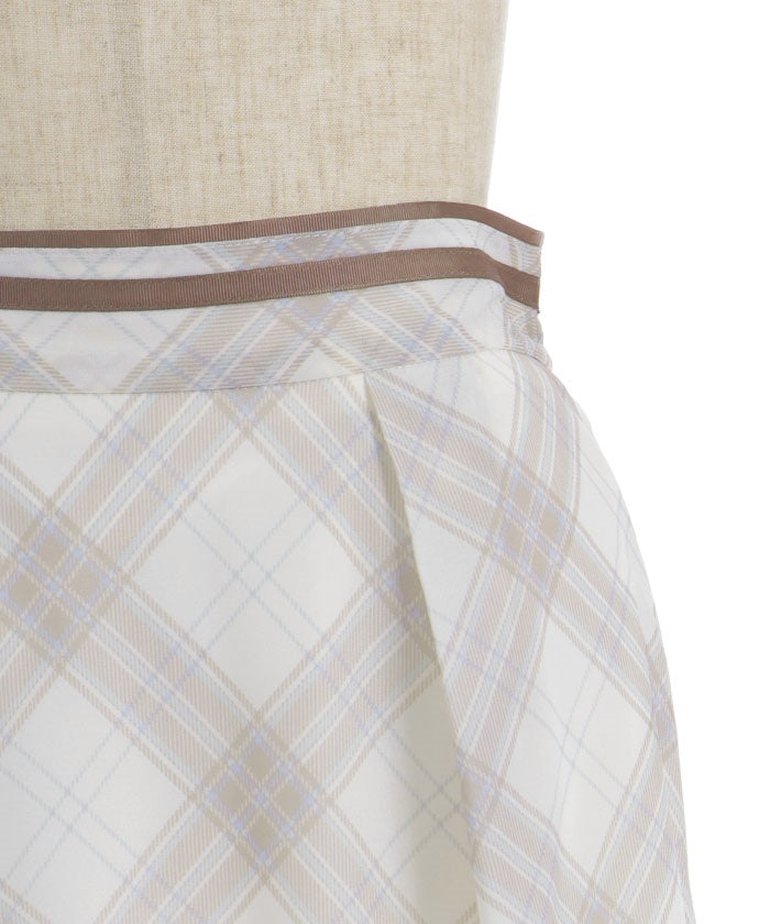 Sheer Plaid Flare Skirt