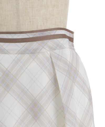 Sheer Plaid Flare Skirt