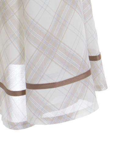 Sheer Plaid Flare Skirt