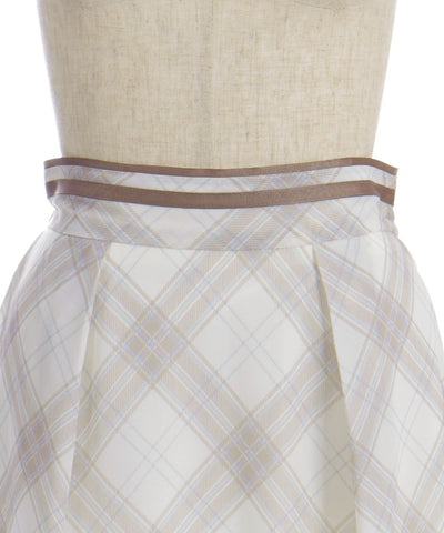 Sheer Plaid Flare Skirt