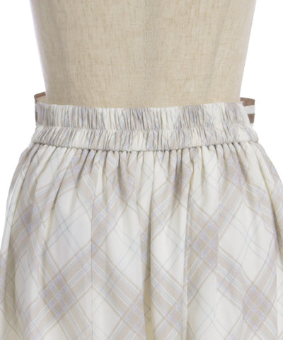 Sheer Plaid Flare Skirt