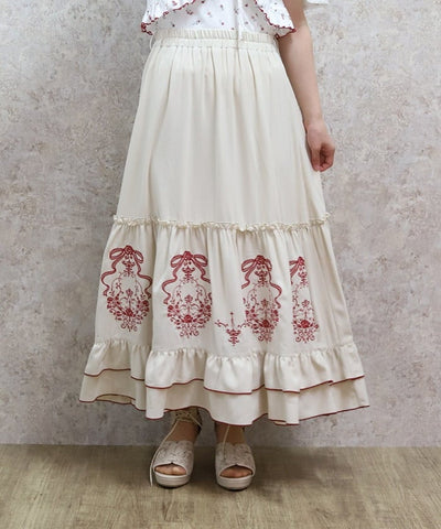 Ribbon & Bouquet Embroidery Skirt