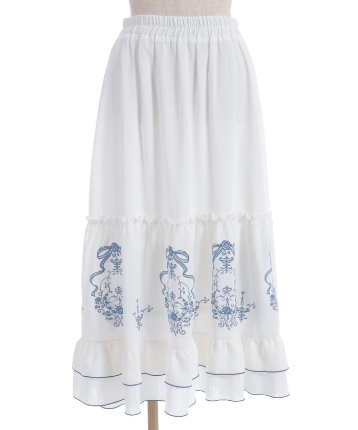 Ribbon & Bouquet Embroidery Skirt