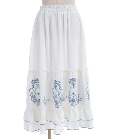 Ribbon & Bouquet Embroidery Skirt