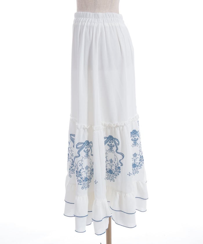 Ribbon & Bouquet Embroidery Skirt
