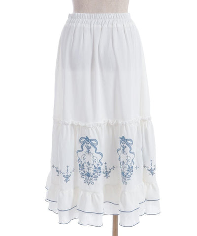 Ribbon & Bouquet Embroidery Skirt