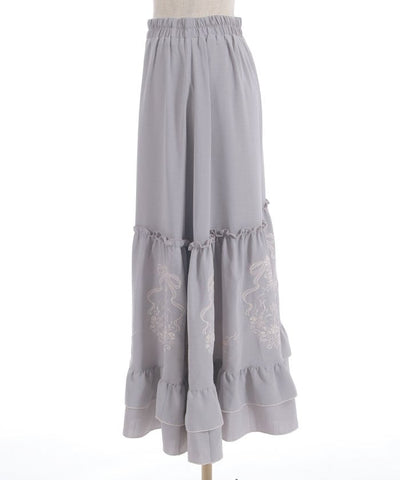 Ribbon & Bouquet Embroidery Skirt