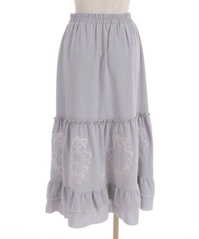 Ribbon & Bouquet Embroidery Skirt