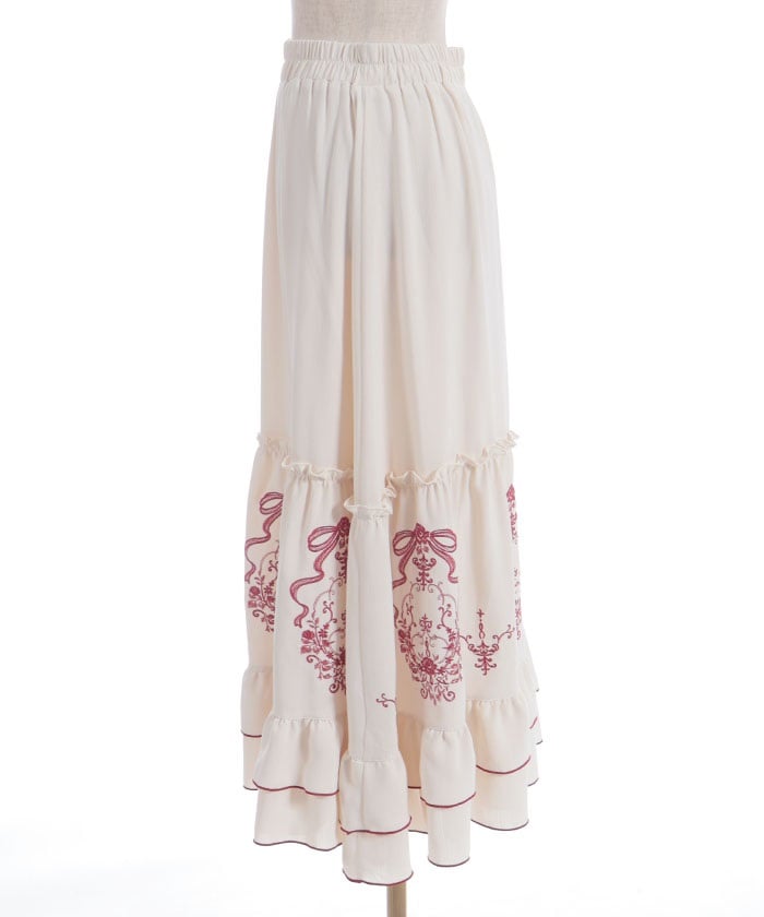 Ribbon & Bouquet Embroidery Skirt