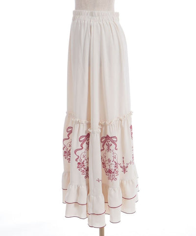 Ribbon & Bouquet Embroidery Skirt