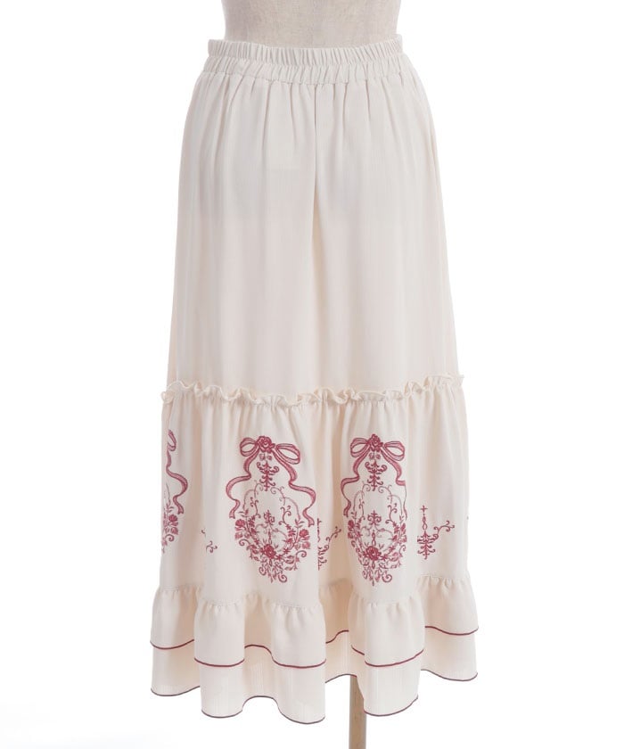 Ribbon & Bouquet Embroidery Skirt
