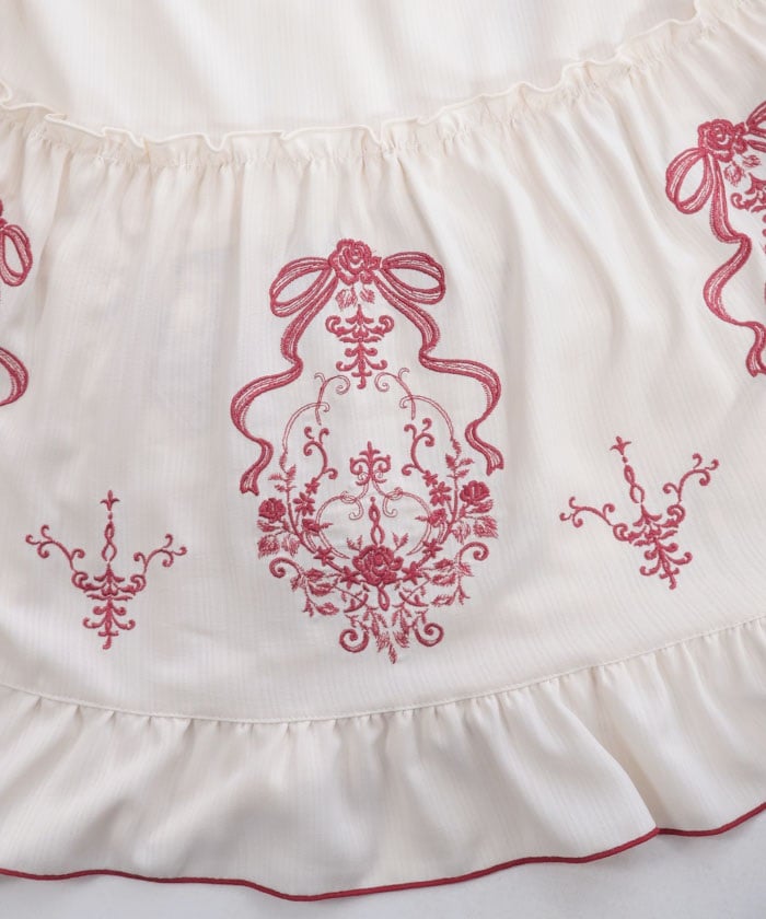 Ribbon & Bouquet Embroidery Skirt