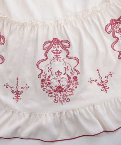 Ribbon & Bouquet Embroidery Skirt