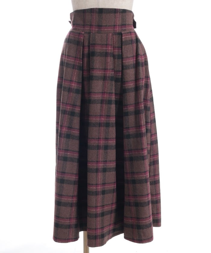 Brushed Check Pattern Long Skirt