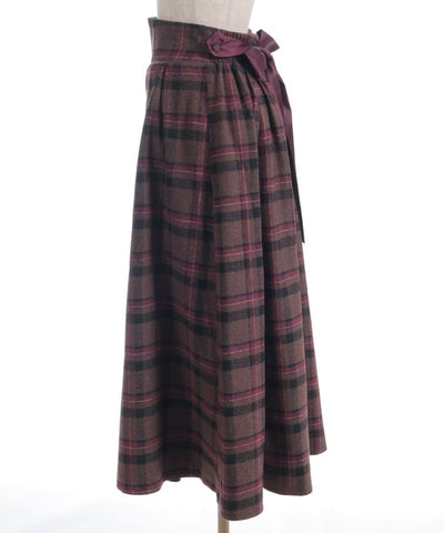 Brushed Check Pattern Long Skirt