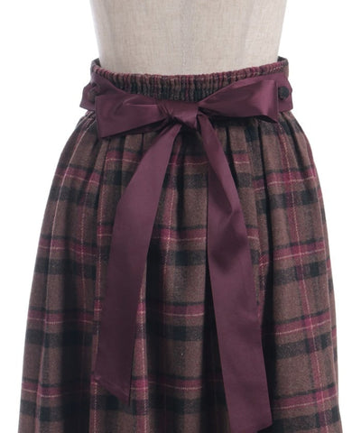 Brushed Check Pattern Long Skirt