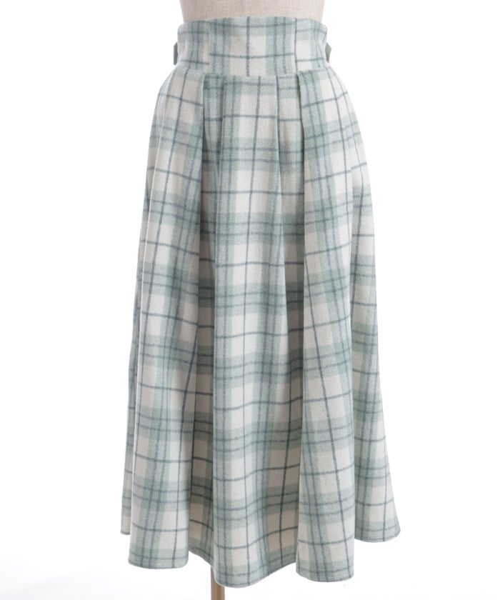Brushed Check Pattern Long Skirt