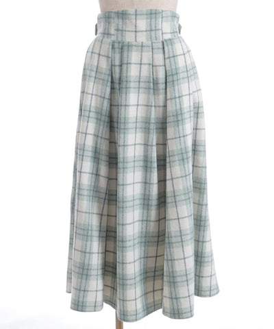 Brushed Check Pattern Long Skirt