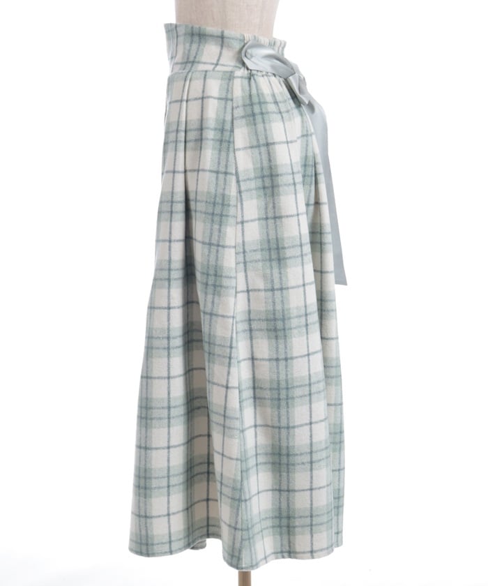 Brushed Check Pattern Long Skirt