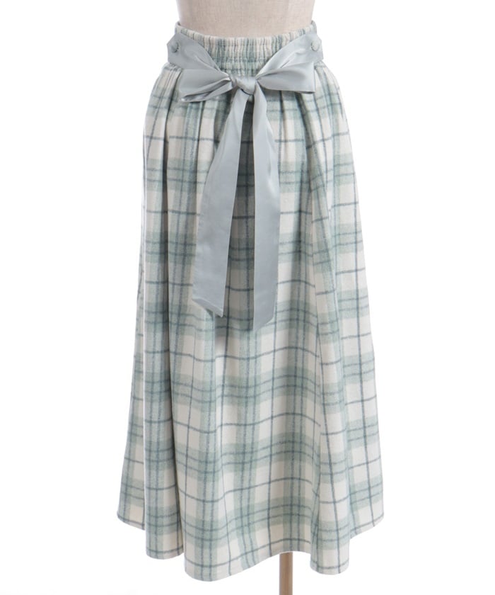 Brushed Check Pattern Long Skirt