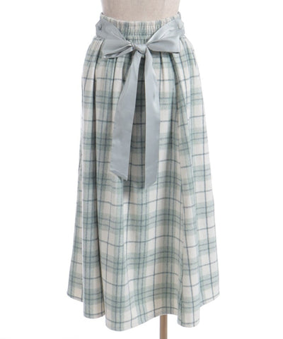 Brushed Check Pattern Long Skirt