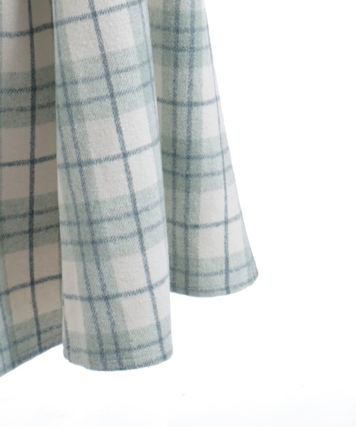 Brushed Check Pattern Long Skirt