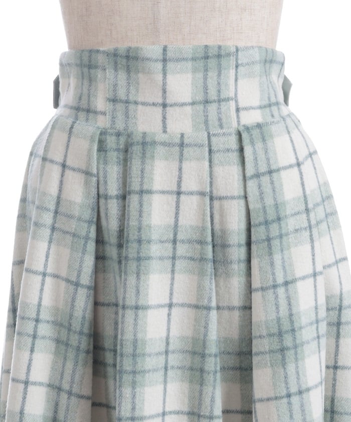 Brushed Check Pattern Long Skirt