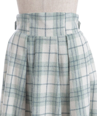 Brushed Check Pattern Long Skirt