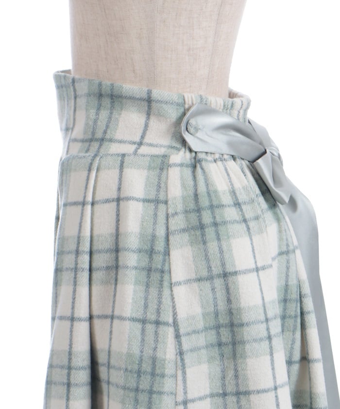 Brushed Check Pattern Long Skirt