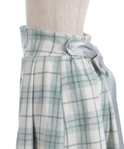 Brushed Check Pattern Long Skirt