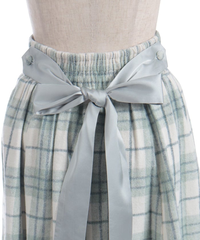 Brushed Check Pattern Long Skirt