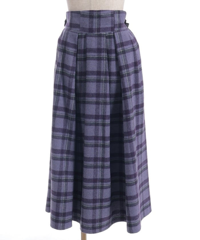 Brushed Check Pattern Long Skirt