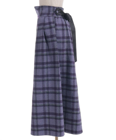 Brushed Check Pattern Long Skirt