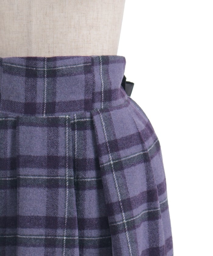 Brushed Check Pattern Long Skirt
