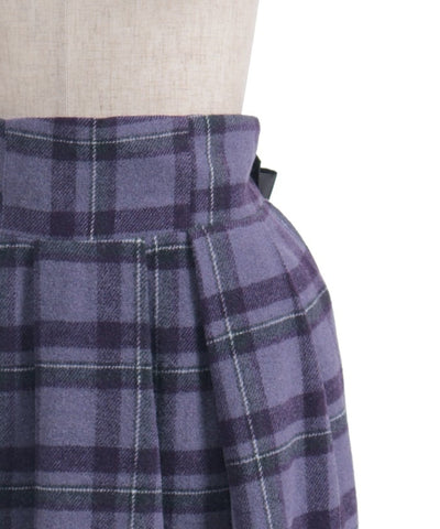 Brushed Check Pattern Long Skirt