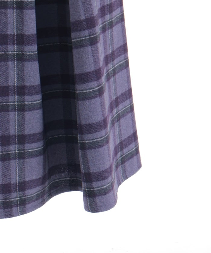Brushed Check Pattern Long Skirt