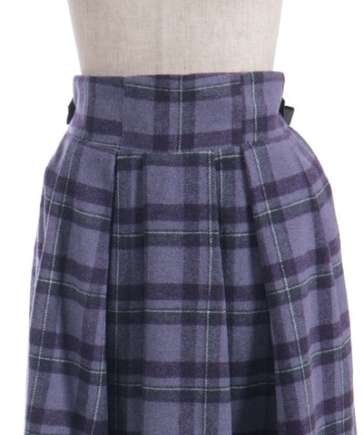 Brushed Check Pattern Long Skirt