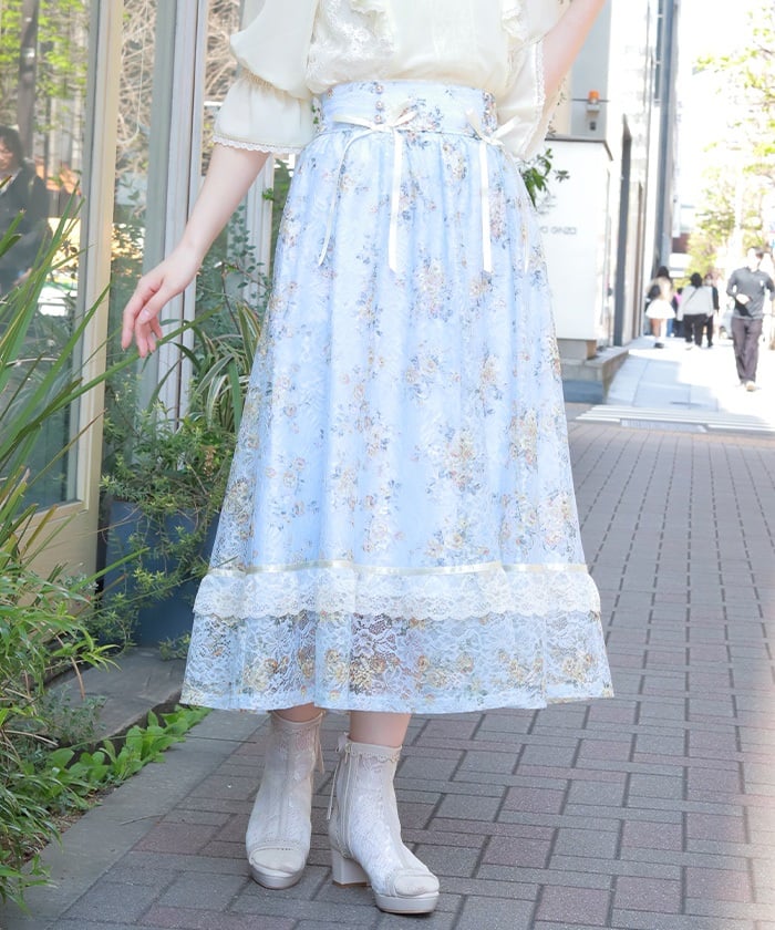Lace & Bouquet Skirt – axes femme from JAPAN