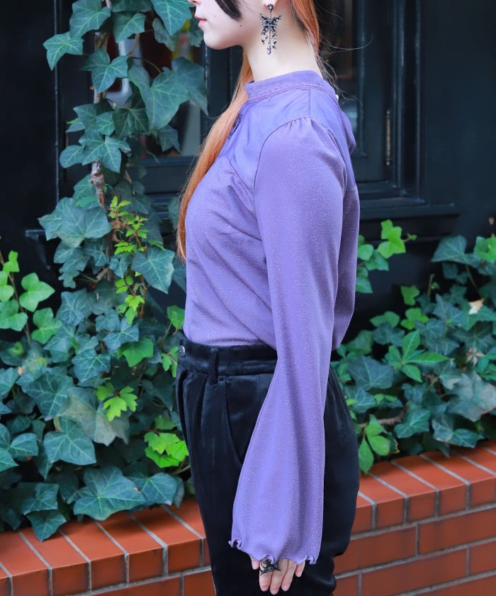 Cross Embroidery Lamé Cut Top